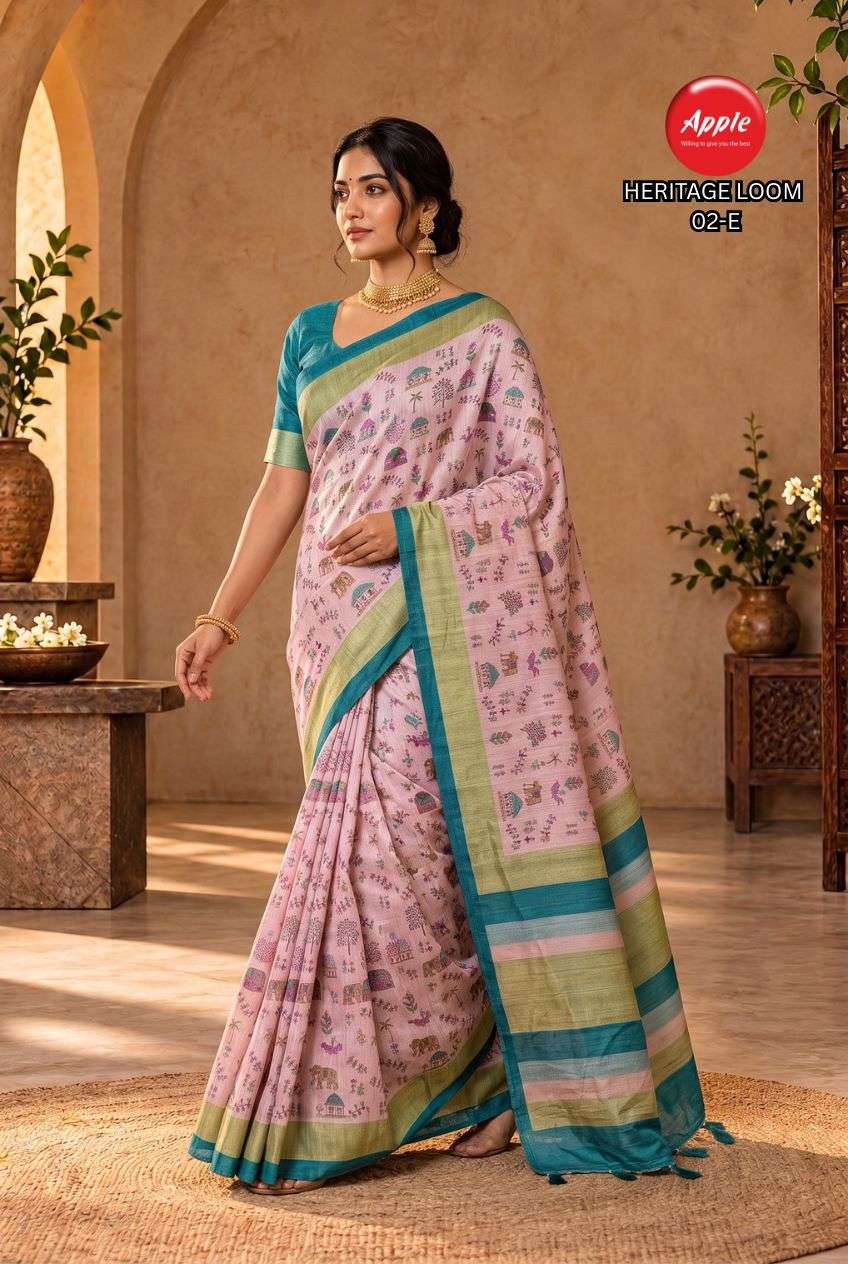 APPLE HERITAGE LOOM VOL 2 SUPER SOFT AND PURE ART SILK FABRIC SAREE WHOLESALE IN SURAT